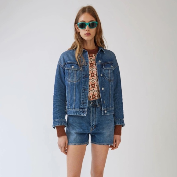 Acne Studio Blä Konst Lamp Denim Jacket in Mid Blue - Picture 1 of 12